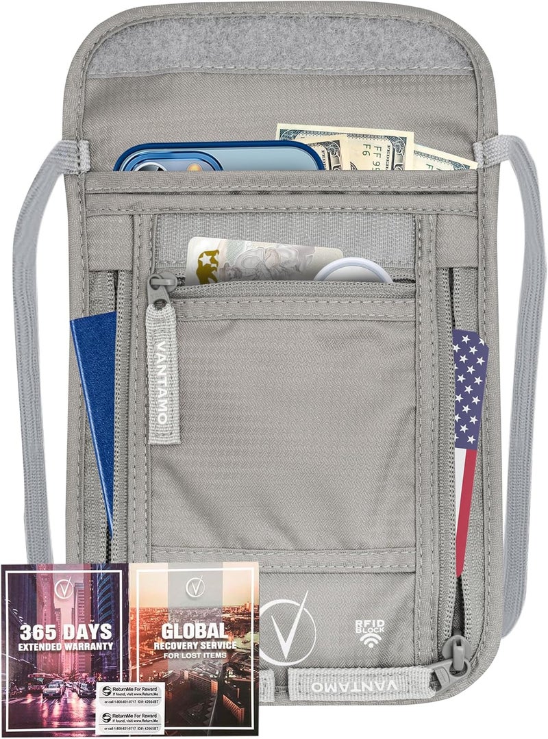 Vantamo Money Belt with RFID For Men & Women, Hidden Passport Holder for Travel, 2 Compartment Travel Fanny Pack for Women Anti Theft - Image 1